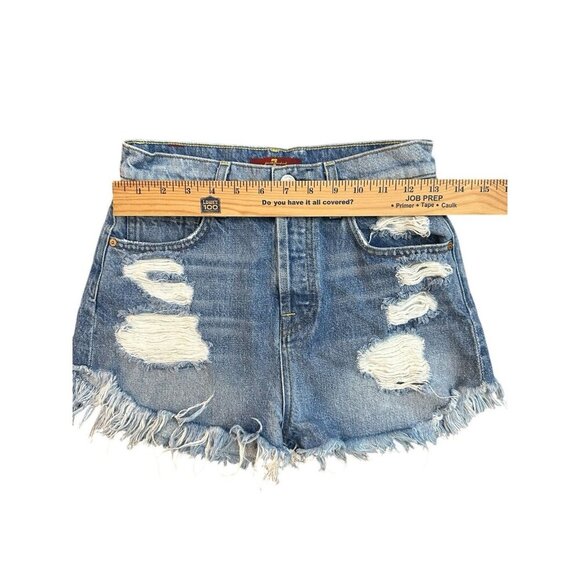 7 for All Man Kind Womens Cut-Off Jeans Shorts Size 25 Raw Hem Frayed Distressed - Picture 5 of 16